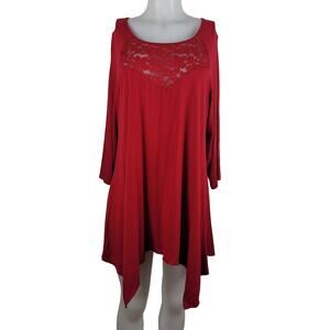 Torrid Super Soft Knit Red Lace Chest Tunic Women's Top 2-2X-18